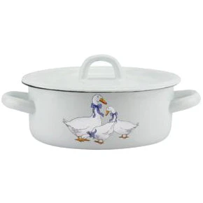 Кастрюля эмалированная 1,5л, "Гуси"  белая 01-1608/4н-(12)