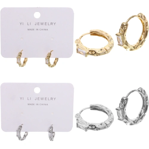 Серьги из гиппоалергенного металла со стразами "ПАЛУМНА", кольца, цвет золото и серебро, 2,5-dсм