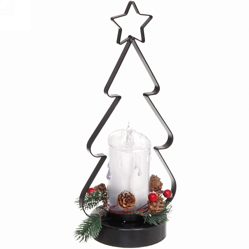 Сувенир с подсветкой Ёлочка со свечой 1532 см, чёрный_4