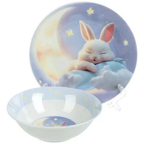 Набор посуды керамика, 3 шт, Сладкие сны, тарелка 175 см, салатник 15 см, кружка 230 мл, Daniks, C1010_2