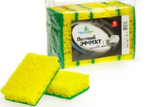 Губка для посуды "ЧистоДел" "Пенный эффект" (5 шт.)