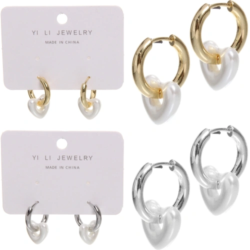 Серьги из гиппоалергенного металла со стразами "ПАЛУМНА", сердечки, цвет золото и серебро, 2,5см