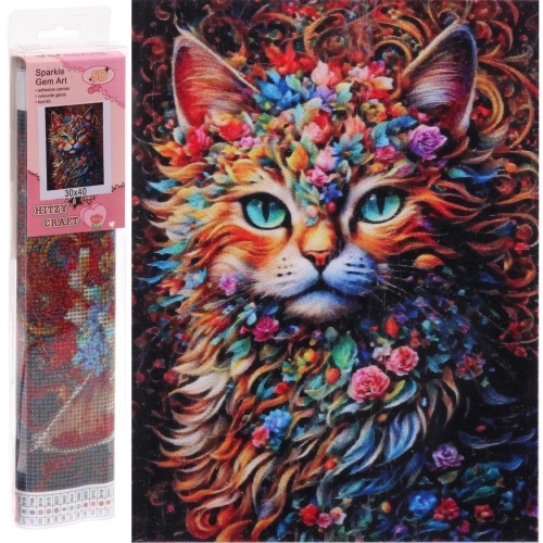 Алмазная мозаика в рулоне 30*40см полная выкладка "DIAMOND", Сказочный Кот