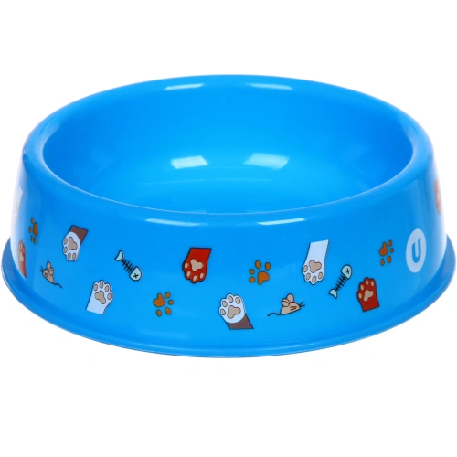 Миска пластиковая "МОЙ БРО - Любимые лапки!!, цвет небесно-синий  21*6,5см (логотип на миске) 700мл