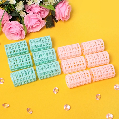 Бигуди пластмассовые с зажимом 6шт, цвет микс, d=36мм_4