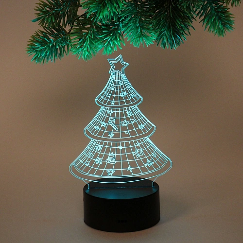 Светильник ночник 3D-Ёлочка на пластиковой подставке, с включателем USB_7