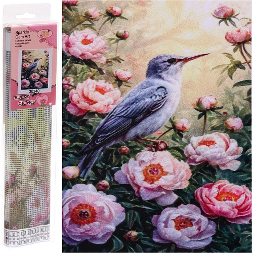 Алмазная мозаика в рулоне 30*40см полная выкладка "DIAMOND", Колибри