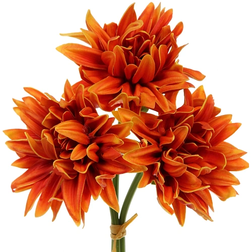 Цветы искусственныеNatur 34см Хризантемы 3шт оранжевые_3