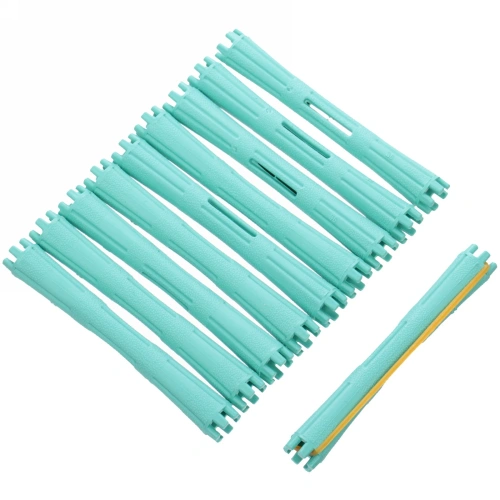 Бигуди пластмассовые-коклюшки 10шт d-1.1см "KUDRI", цвет мятный, (прозрачный пакет с подвесом)