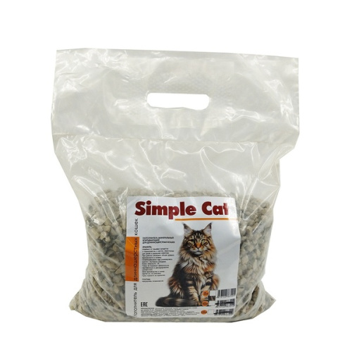 Наполнитель для кошачьего туалета минеральный впитывающий "Simple Cat" для длинношерстных кошек, 5 л