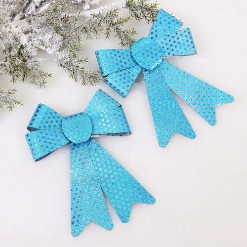 Бант на ёлку "Искры" 14*19 см (набор 2 шт), Голубой
