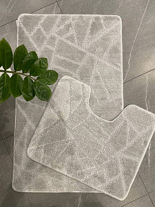 Комплект ковриков для ванной и туалета My Crystal ГЕОМЕТРИЯ Мозайка 50*80 и 40*50 светло-серый