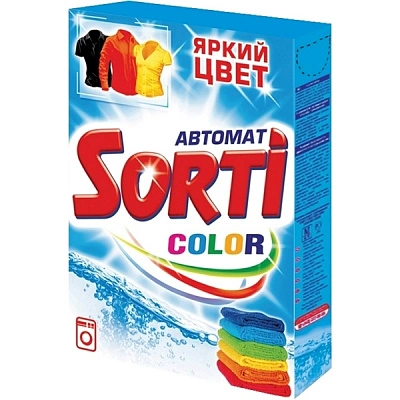 Порошок стиральный SORTI Color в тверд. упаковке автомат 350г