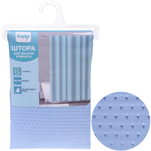 Штора для ванной полиэстер 180*180 "Скарлет" голубая