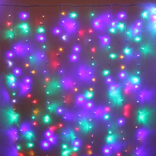 Гирлянда для улицы ЗАНАВЕС "Мерцание" ш2* в3,0 м 480 ламп LED, прозрач.пров,1 реж.,IP-54, Мультицвет, белый мерцает (возможность соединения)