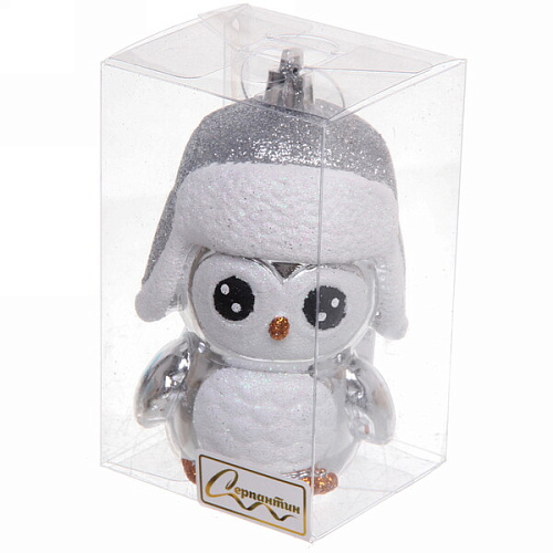 Ёлочная игрушка Новогодний пингвин 7611 см, серебро_8