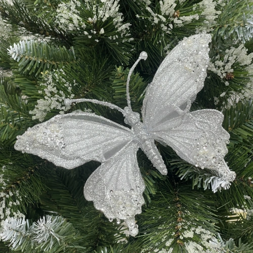 Украшение новогоднее "Бабочка - Изящный полет" 24.5*9*17 см, Белый