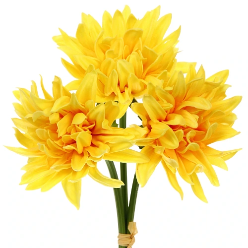 Цветы искусственные Natur 34см Хризантемы 3шт желтые_3