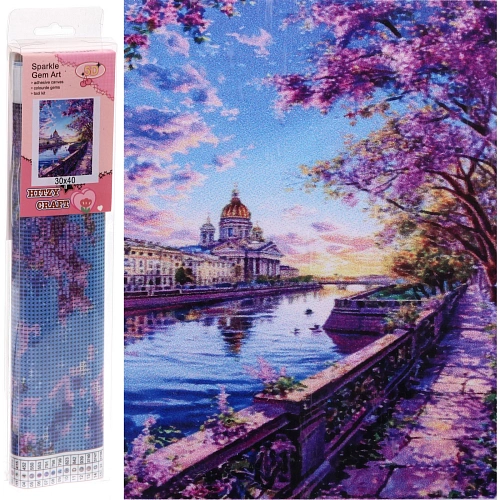 Алмазная мозаика в рулоне 30*40см полная выкладка "DIAMOND", Сирень