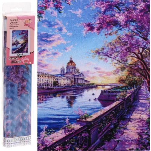 Алмазная мозаика в рулоне 30*40см полная выкладка "DIAMOND", Сирень