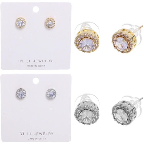 Серьги из гиппоалергенного металла со стразами "ПАЛУМНА", классика, цвет золото и серебро, 1,2-dсм