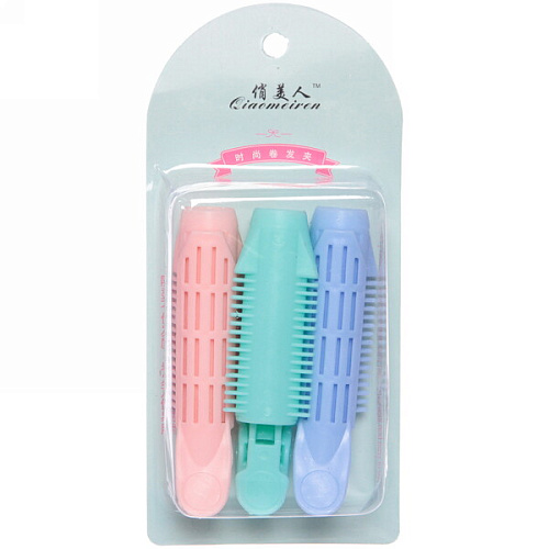 Бигуди пластмассовые с зажимом 3шт Styling, микс 6 цветов, в пластиковой коробке, 10,5см_8