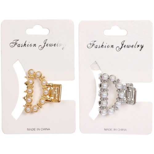 Заколка - краб для волос на блистере 1шт "PREMIUM", тоскана, цвет серебро и золото, 2.5*2.6см