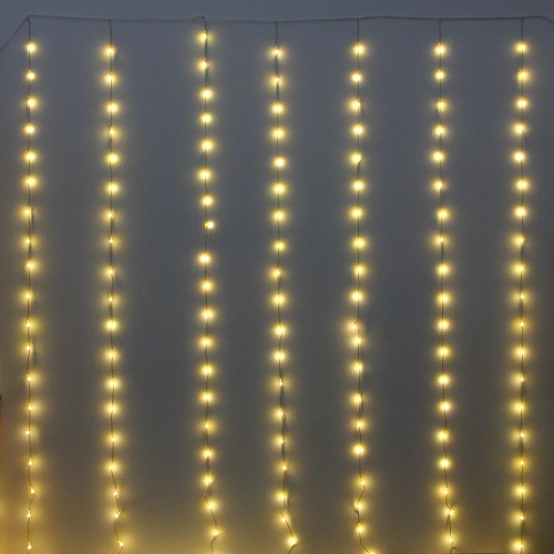 Гирлянда для дома ЗАНАВЕС "Bright light" Водопад 3м*3м 240 ламп LED, IP-20, 8 режимов. Теплый белый (возможность соединения)