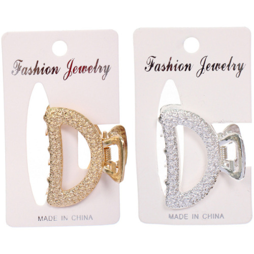 Заколка - краб для волос на блистере "КАСКАДА", трапеция, цвет золото и серебро, 2.5*4см (пакет с подвесом)