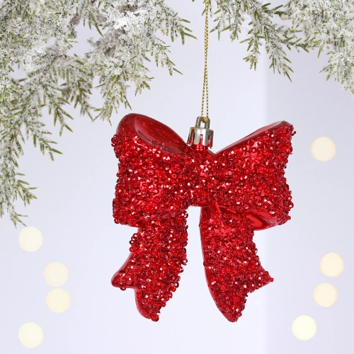 Ёлочная игрушка "Бант" 8.5*3*9.2 см, Красный