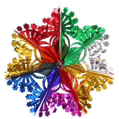 Украшение фольгированное "Сказочная снежинка" d-30 см, Мультицвет