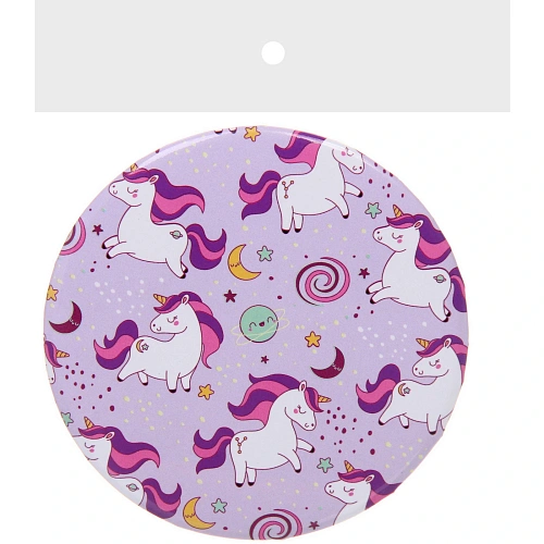 Зеркало косметическое круглое КОЛЛЕКЦИЯ МАРЦИПАН, единорог, d-7,5см (пакет с подвесом)_5