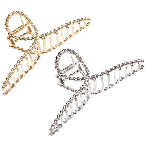 Заколка - краб для волос на блистере "PREMIUM", де палма, цвет серебро и золото, 11,5см●