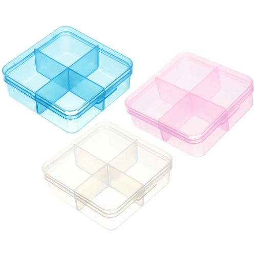 Таблетница - органайзер 4 ячейки "VOSTOKDOM", микс три цвета, 6.5*6.5*2.5см