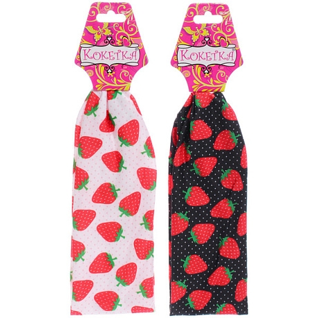 Повязка на голову детская "РОЗОВОЕ ОБЛОКО", клубнички, микс 2 цвета, 6,5*20см (подвес Кокетка)