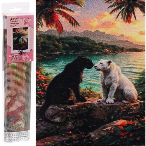 Алмазная мозаика в рулоне 30*40см полная выкладка "DIAMOND", Парочка