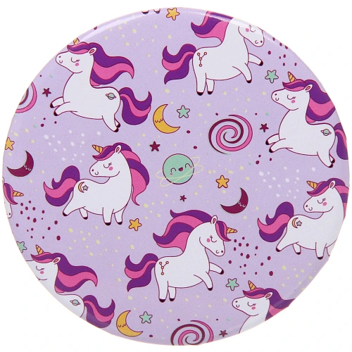 Зеркало косметическое круглое КОЛЛЕКЦИЯ МАРЦИПАН, единорог, d-7,5см (пакет с подвесом)_3