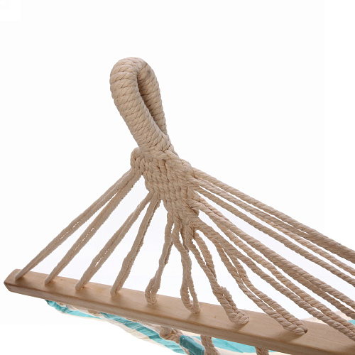 Гамак 20080см Райское наслаждение хб с деревянной перекладиной,цвет зеленыйбелый _5