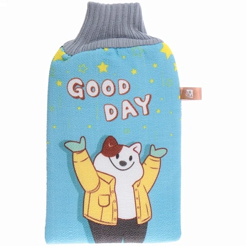 Мочалка-варежка для тела "Ultramarine - Good Day", цвет голубой, 15*22см, Zip пакет