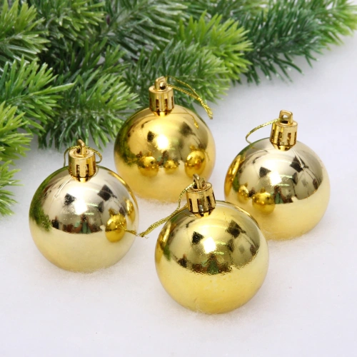 Новогодние шары 5 см (набор 4 шт) "Глянец", золотой