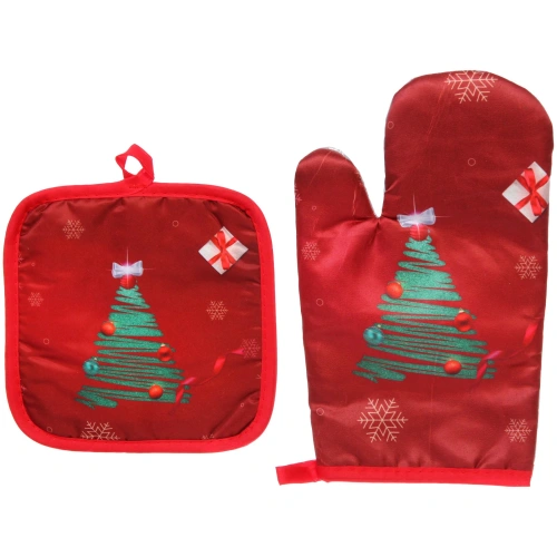 Прихватка в наборе с прихваткой-варежкой "Праздничная ёлка" 25,5*16 см, 17*17 см