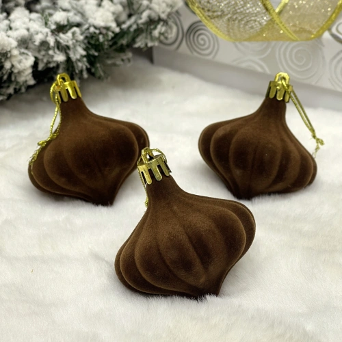 Набор ёлочных украшений VELOUR "Волшебная юла" 6 см (набор 3 шт), Шоколад