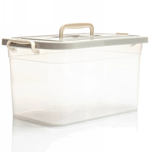 Контейнер для хранения с крышкой, ручкой и ручками-защелками "ЭКСПЕРТХАУС", прозрачный, 31*20*18см, 6,5л
