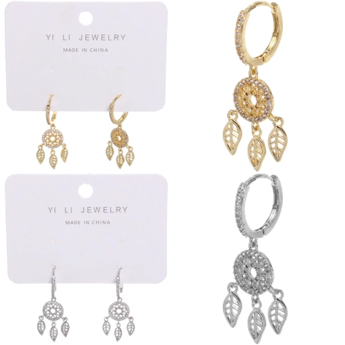 Серьги из гиппоалергенного металла со стразами "ПАЛУМНА", ловец снов, цвет золото и серебро, 3,5см