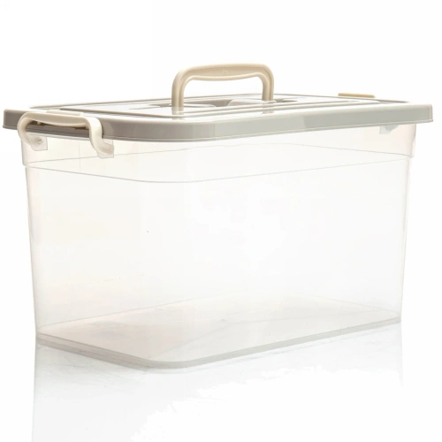 Контейнер для хранения с крышкой, ручкой и ручками-защелками, прозрачный, 35,5*23,5*19см, 10л