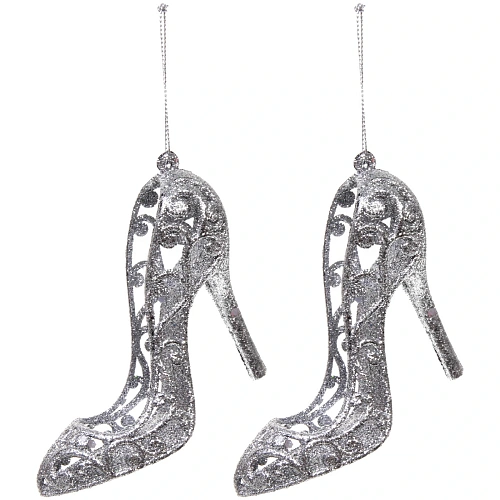 Подвеска Туфли 10 см (набор 2 шт), серебро_2
