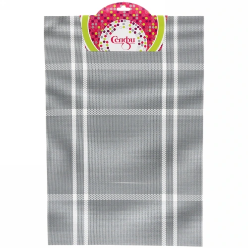 Салфетка на стол 30*45см плетеная, Клетка серая