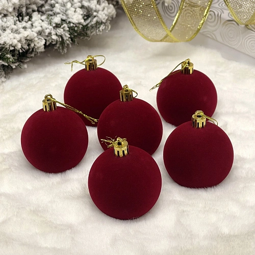 Набор шаров VELOUR "Нежный бархат" 6 см (набор 6 шт), Рубин