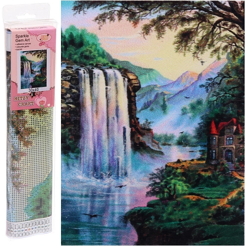 Алмазная мозаика в рулоне 30*40см полная выкладка "DIAMOND", Водопад