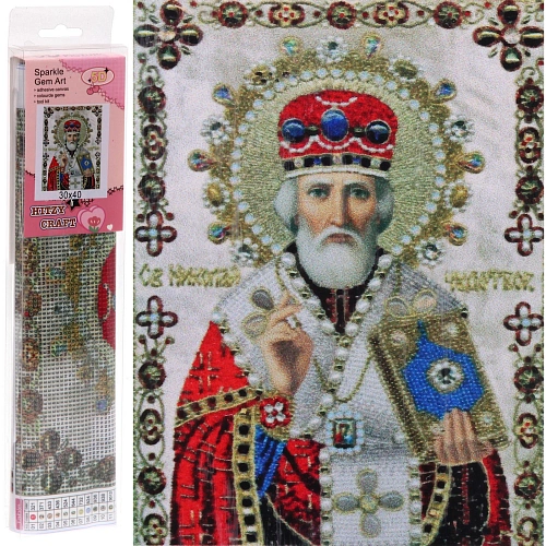 Алмазная мозаика в рулоне 30*40см полная выкладка "DIAMOND", Николай Чудотворец